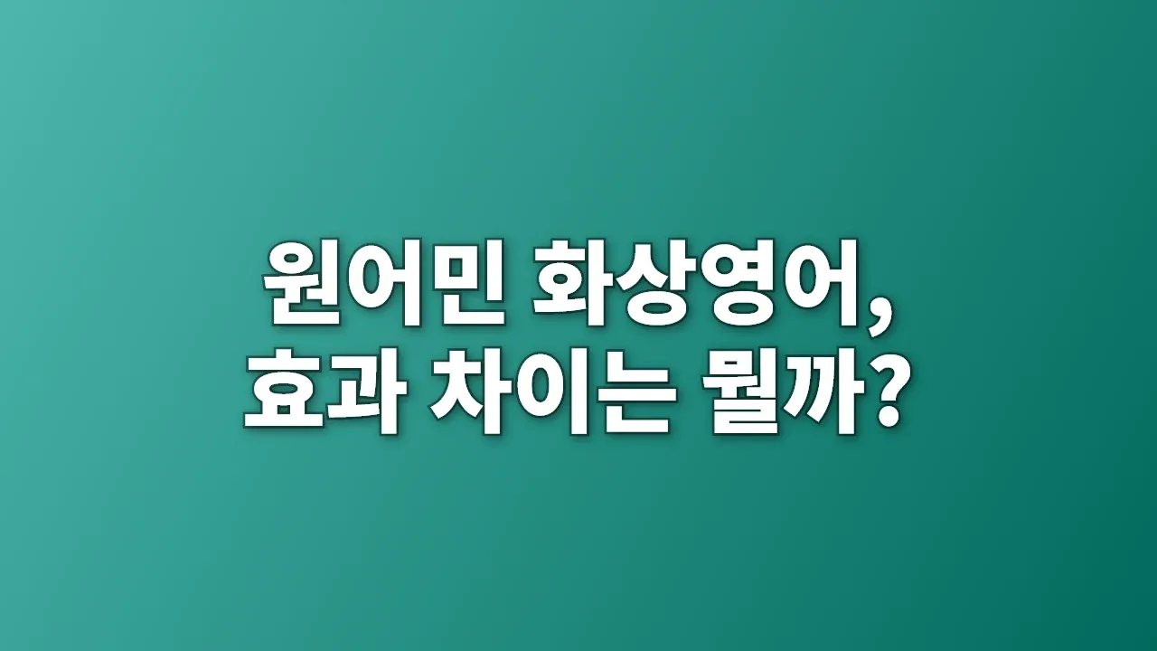 원어민 화상영어, 효과 차이는 뭘까?
